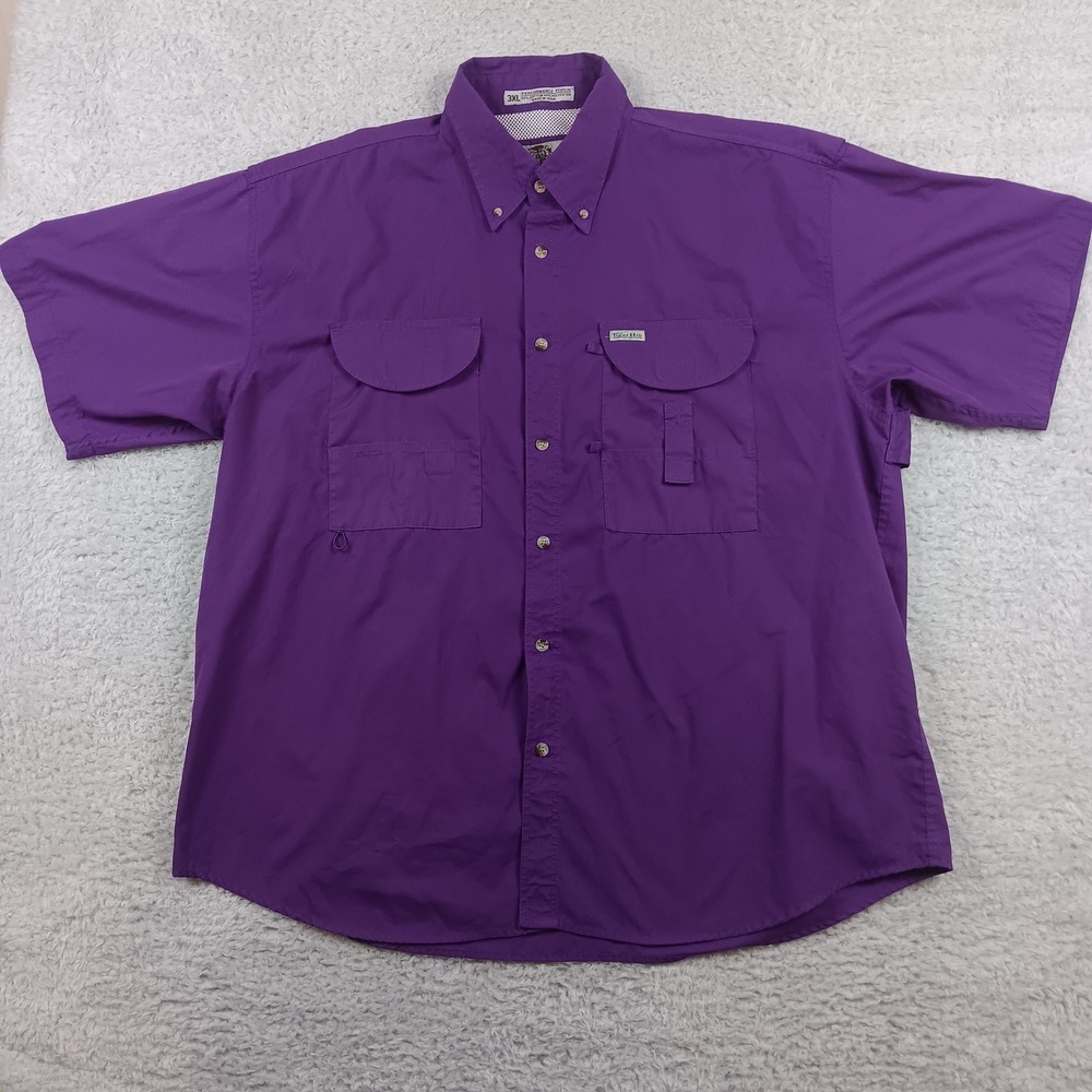 Tiger Hill Fishing Shirt Men 3XL Purple Performance Poplin Vented Back